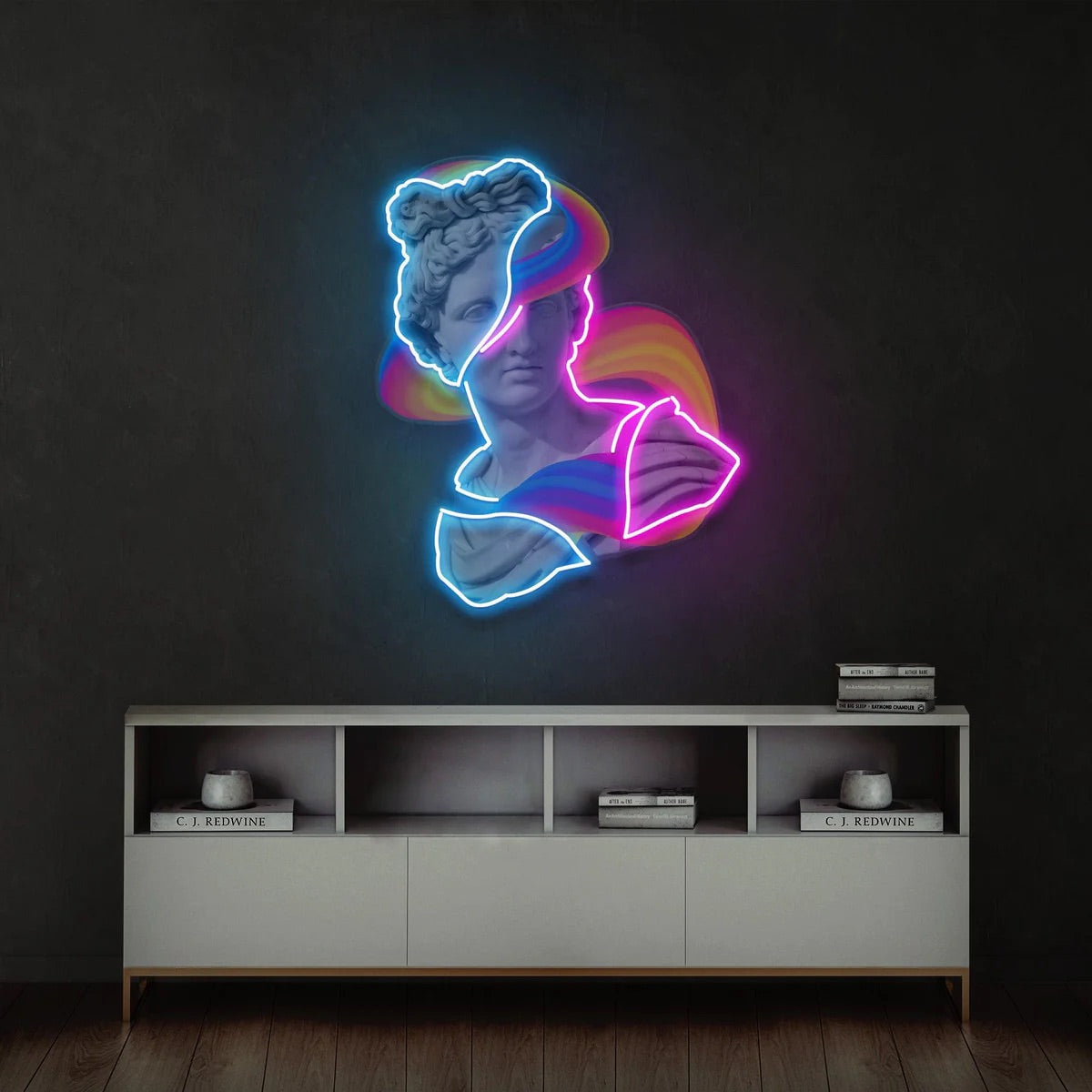 Jazzy Apollo Statue Neon Acrylic Artwork