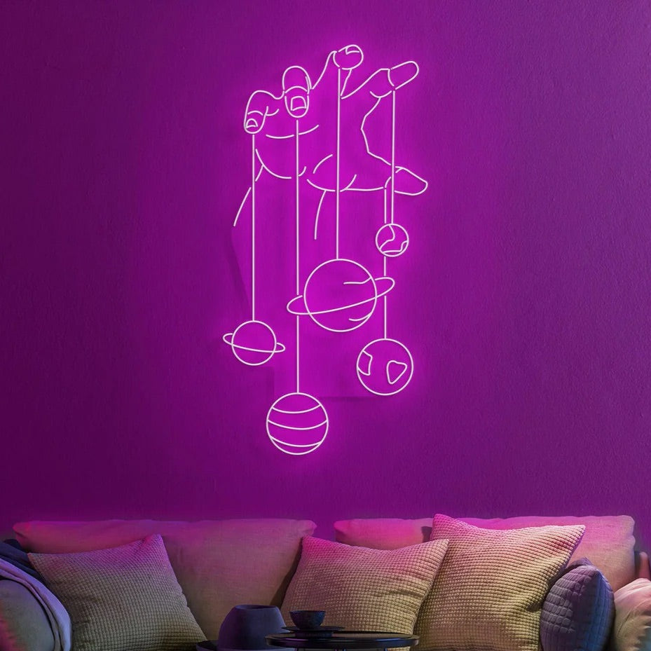 Solar Hand Neon Sign