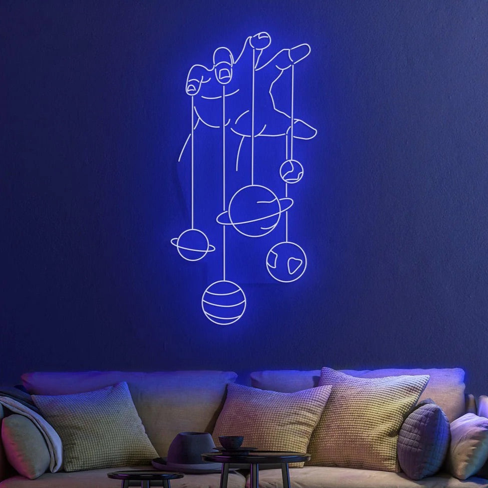 Solar Hand Neon Sign