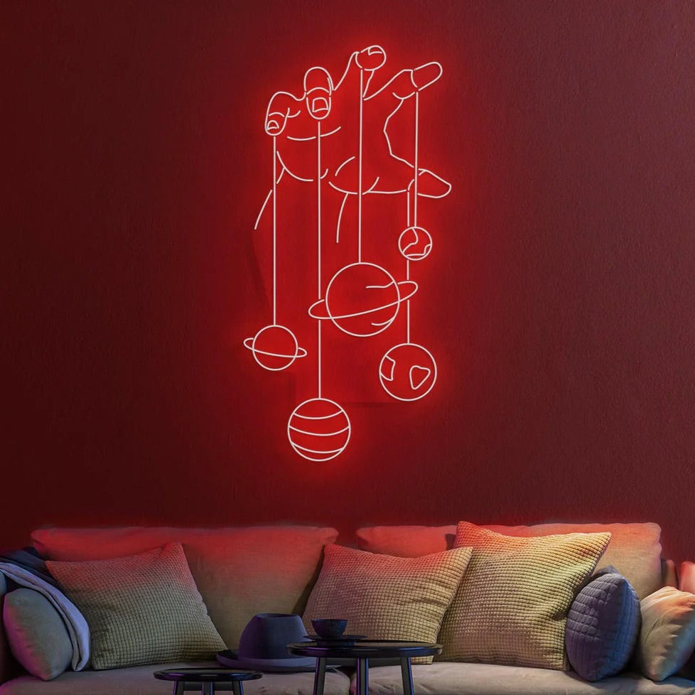 Solar Hand Neon Sign