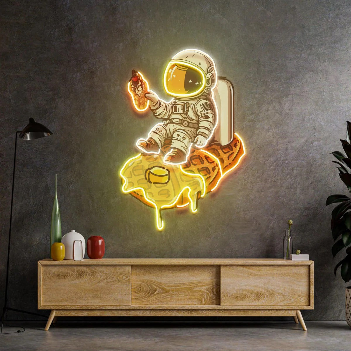 Astronaut On Waffle Led Neon Acrylic Artwork