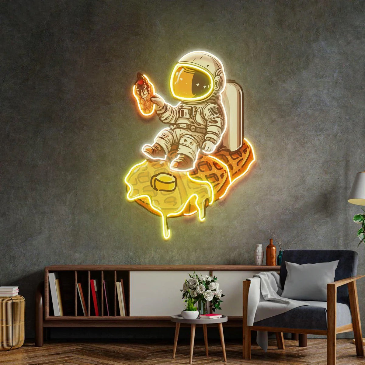 Astronaut On Waffle Led Neon Acrylic Artwork
