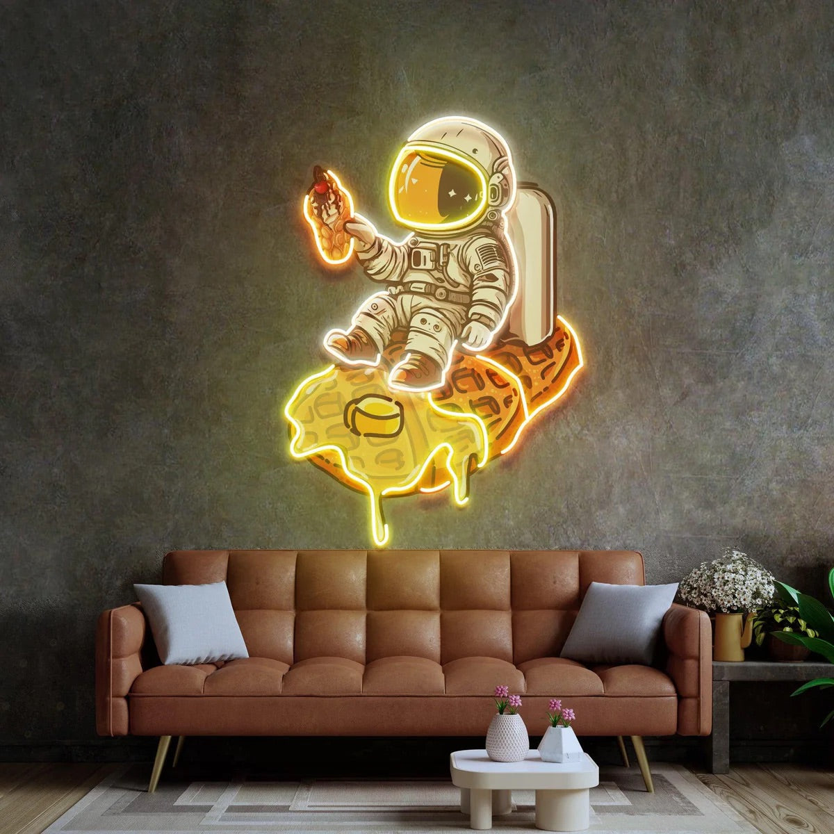 Astronaut On Waffle Led Neon Acrylic Artwork