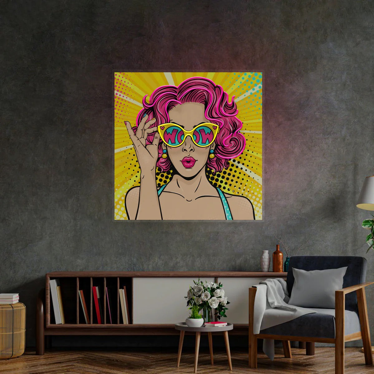 Wao Lady Pop Art Led Neon Acrylic Artwork