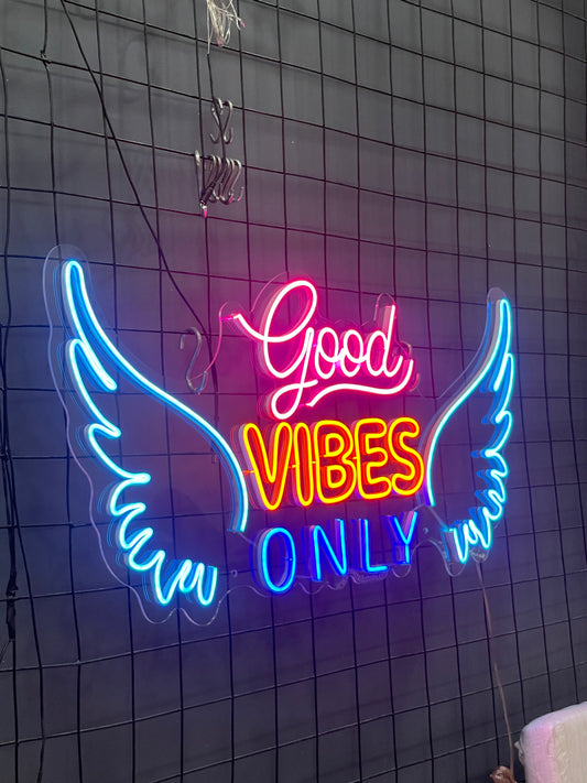 Good Vibes Only with Wings Neon Sign