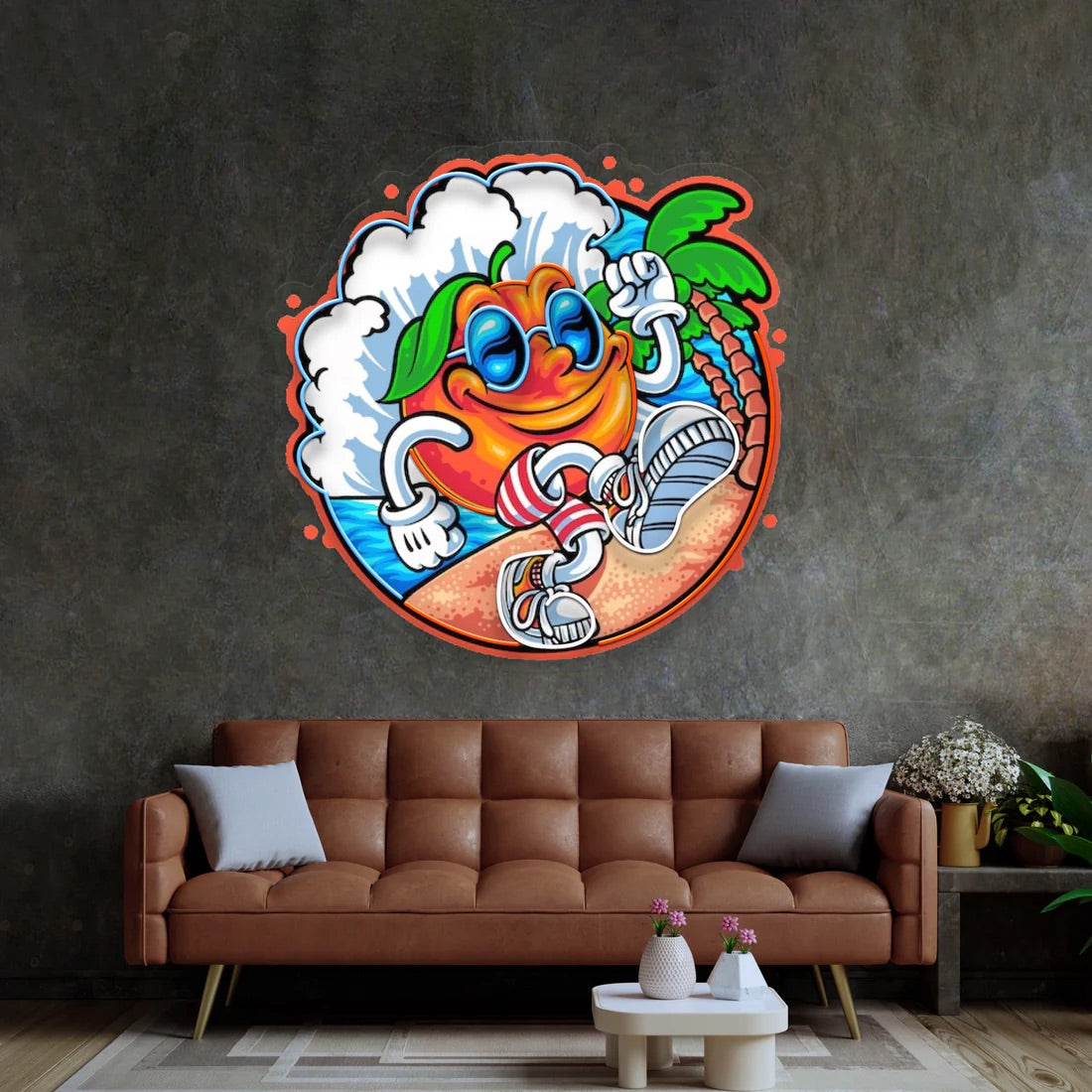 Tropical Sunrise Orange Cartoon Pop Art