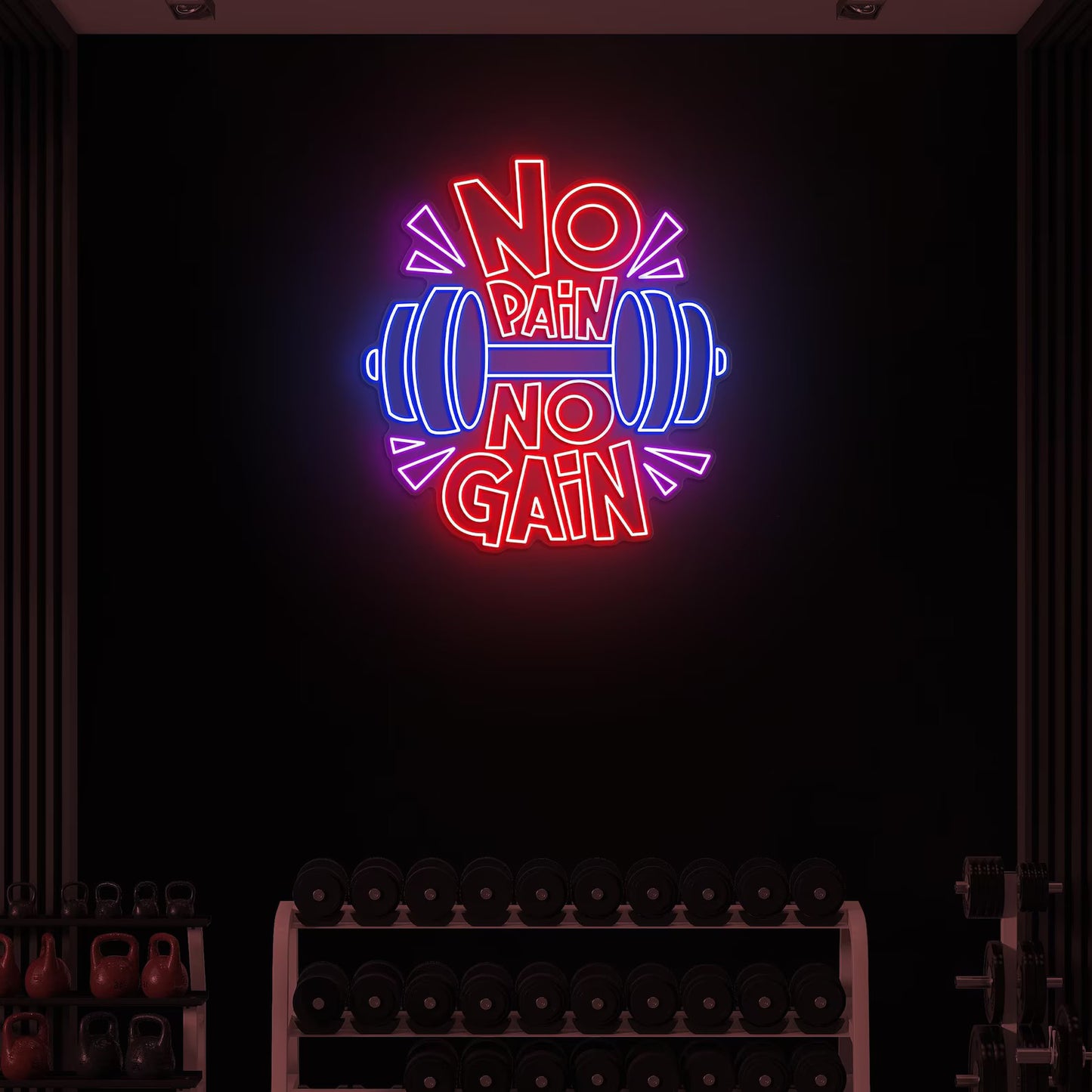 No Pain No gain with Dumbell neon Sign