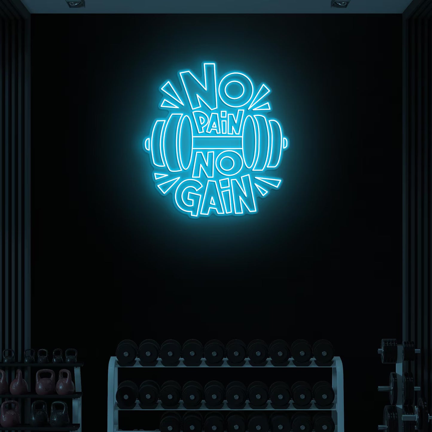 No Pain No gain with Dumbell neon Sign