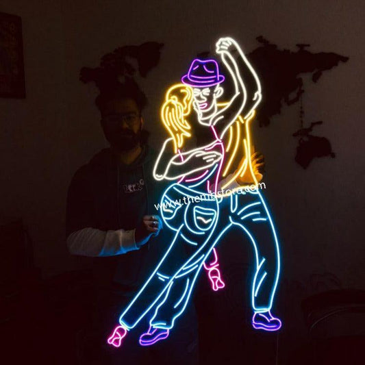 Dancing Couple Neon Sign Board | Neon for Clubs 36x48 Inches - Makkar & Brothers