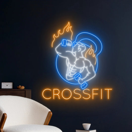 Crossfit Neon Sign, Man Lift The Weight Neon Sign