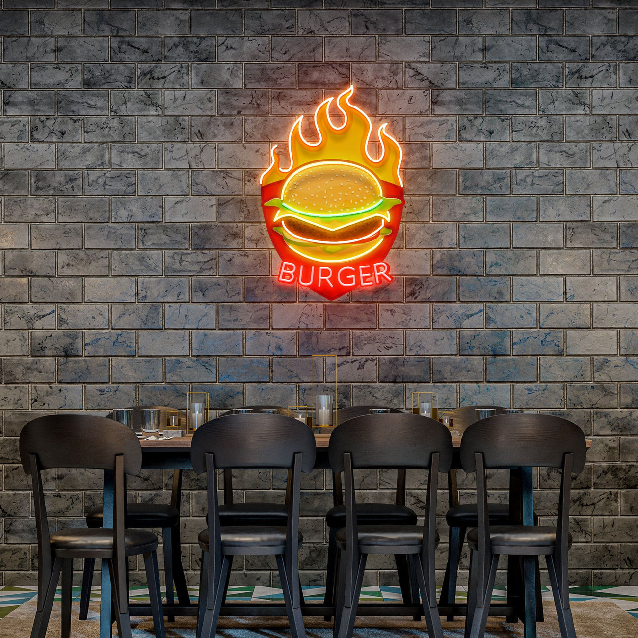 Custom  Food Burger Led Neon Sign Light