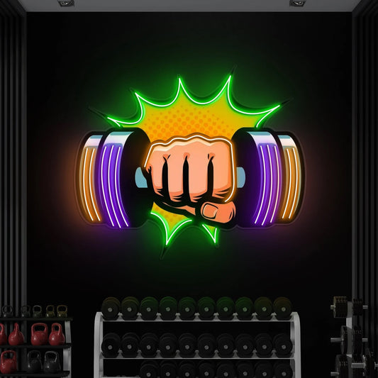 Arm with Dumbbell Neon Pop Art