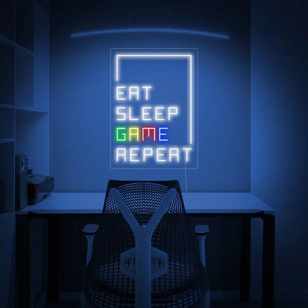 Eat Sleep Game Repeat Neon Sign
