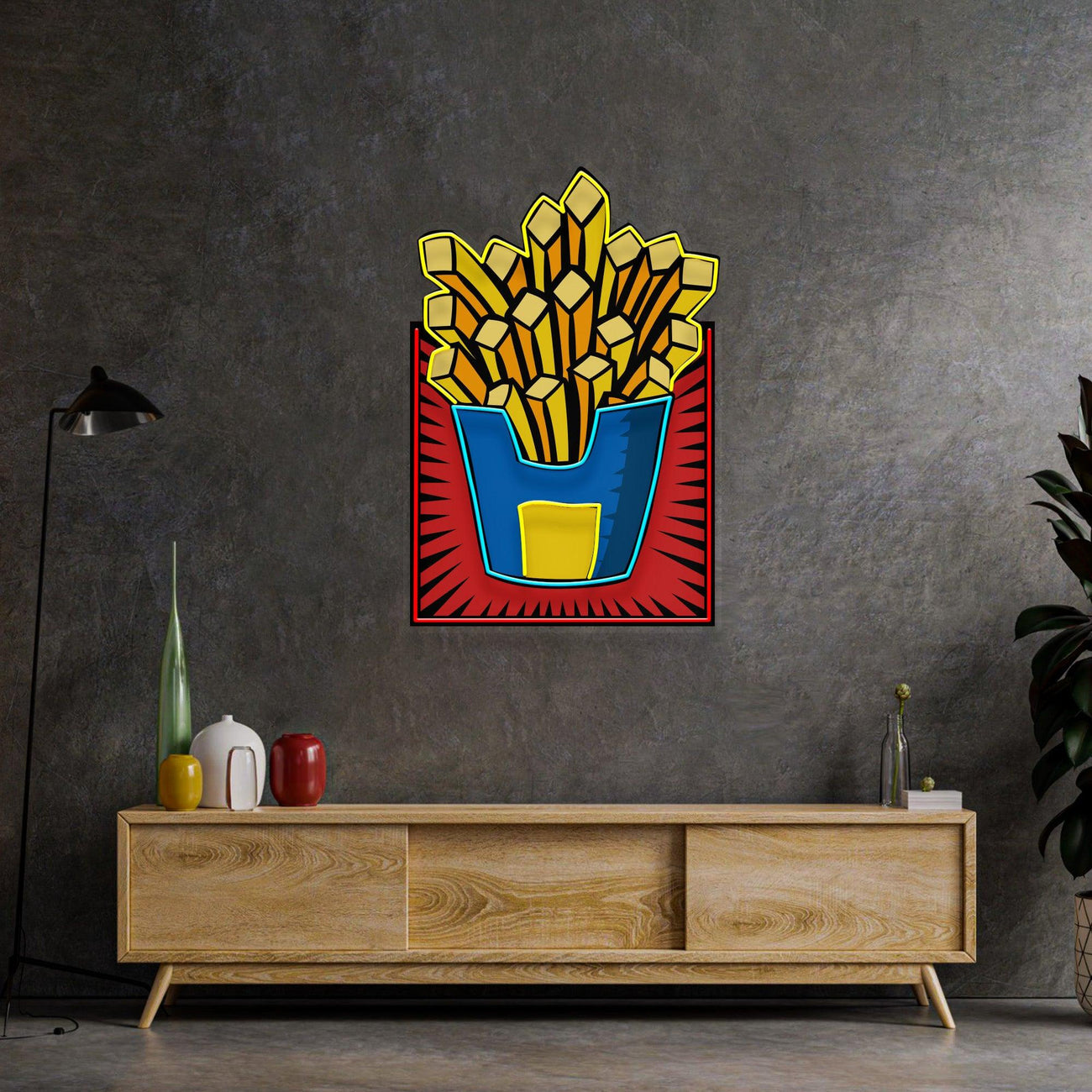French Fries Led Neon Acrylic Artwork