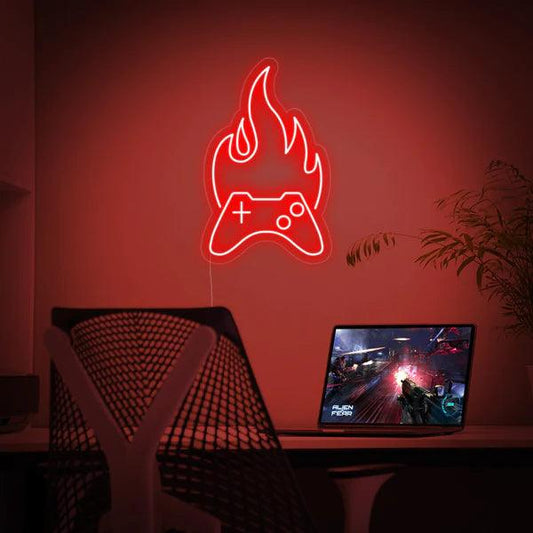 Fire Game Controller Neon Sign - Makkar & Brothers