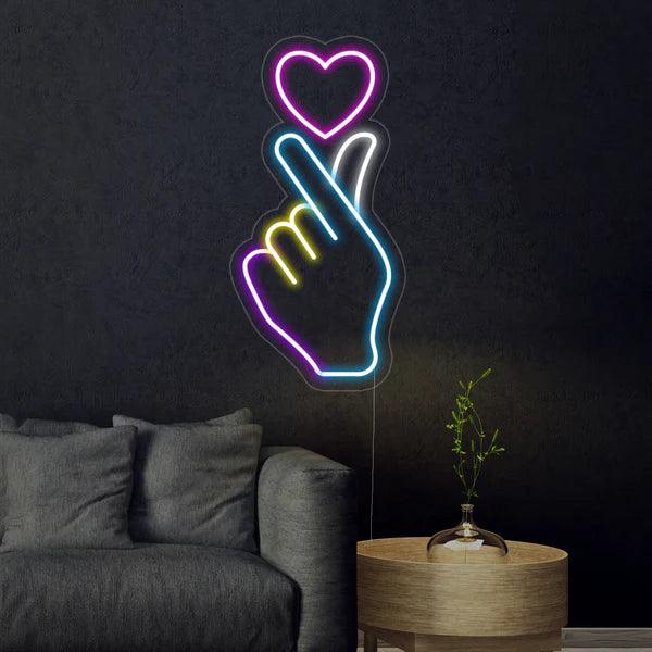 Heart Hand Neon Sign - Makkar & Brothers