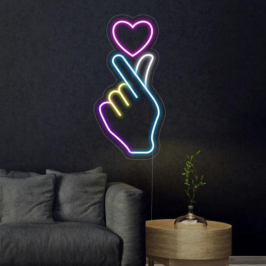 Heart Hand Neon Sign - Makkar & Brothers