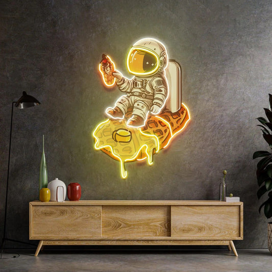 Astronaut On Waffle Led Neon Acrylic Artwork