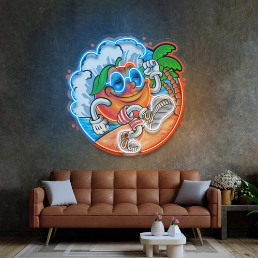 Tropical Sunrise Orange Cartoon Pop Art