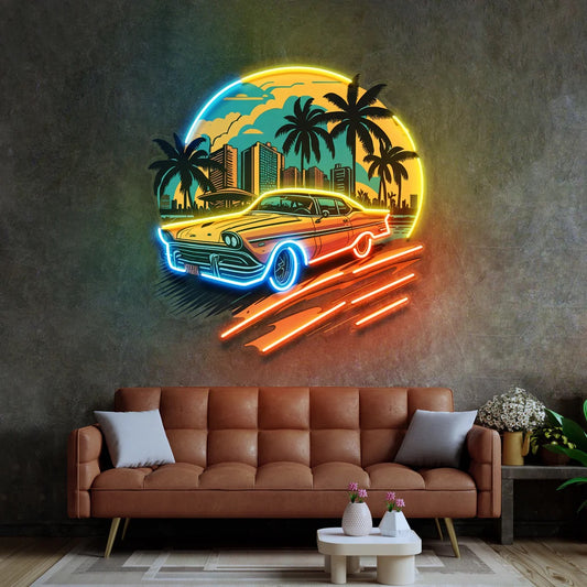 Car The Sunset Pop Art
