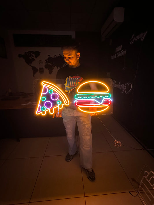 Pizza Burger Neon Sign Board