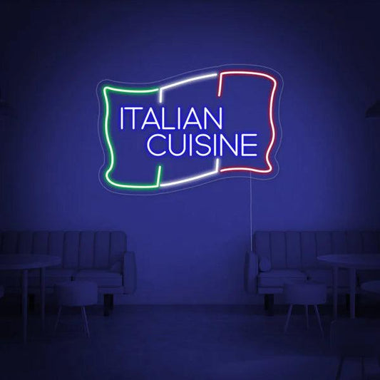 Italian Cuisine Neon Sign | Restaurant Neon - Makkar & Brothers