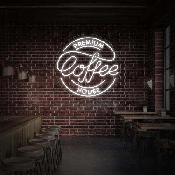 Premium Coffee Neon Logo - Makkar & Brothers