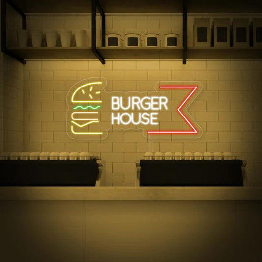Burger House Neon Sign | Burger Neon Sign | Neon for Cafe - Makkar & Brothers