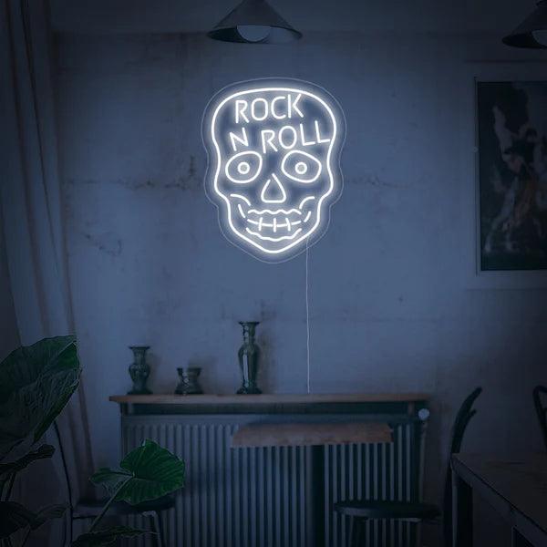 Rock N Roll Skull Neon Sign