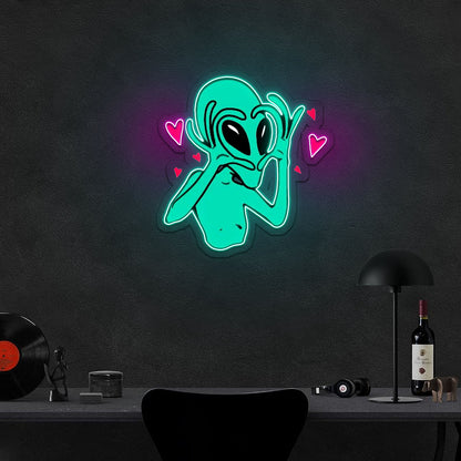 Alien Heart Neon Artwork