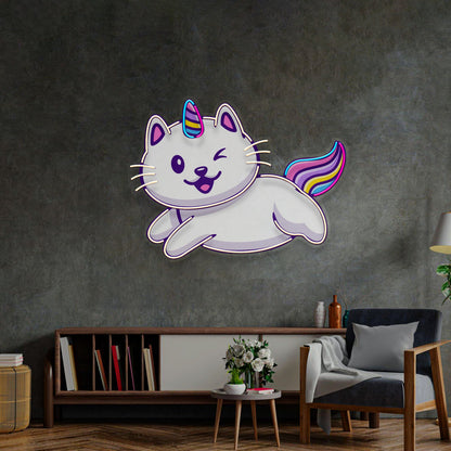 Cat Unicorn Flying LED Neon Sign Light Pop Art