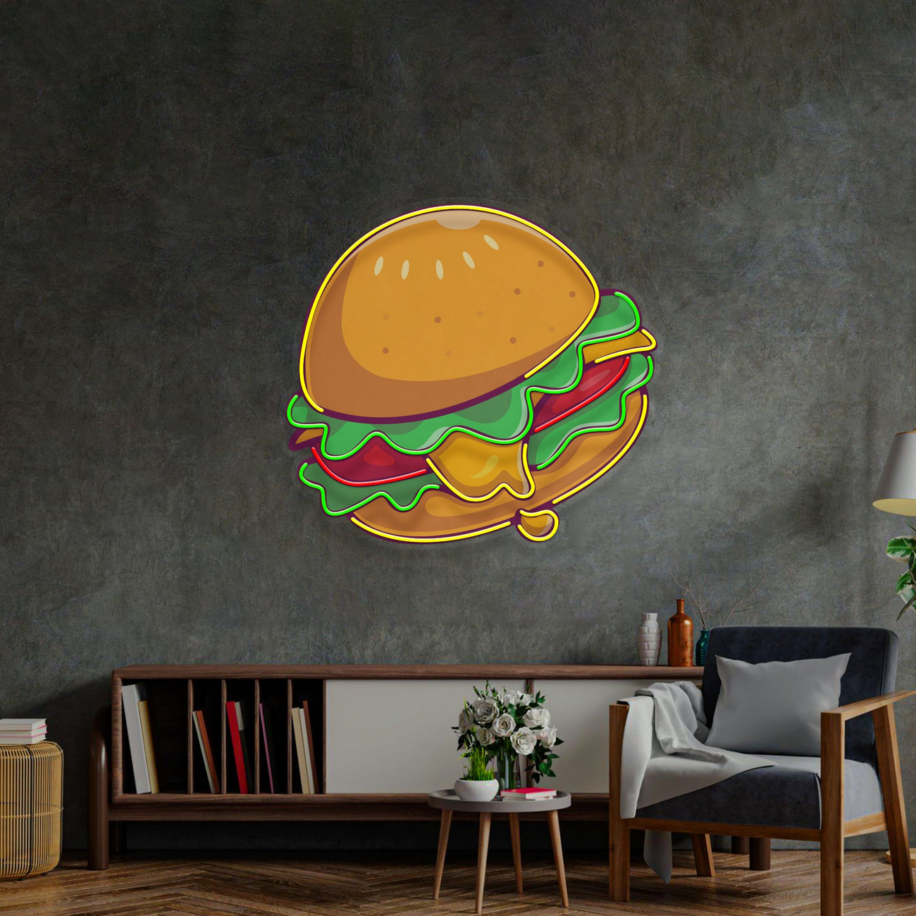 Cheese Burger Cartoon LED Neon Sign Light Pop Art