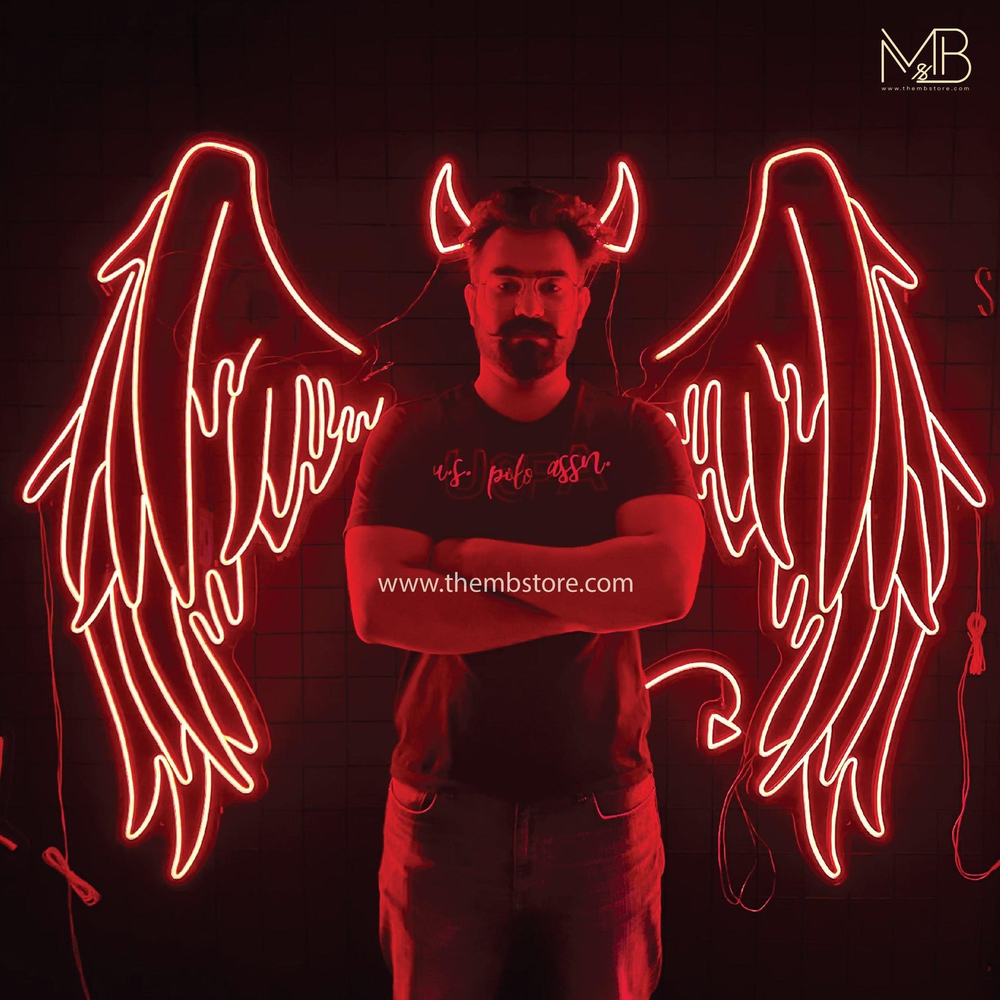 Devil Neon Wings 48 x 48 inches