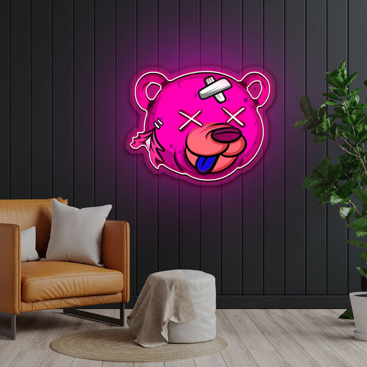 Dead Bear Cartoon Neon Sign x Acrylic Artwork