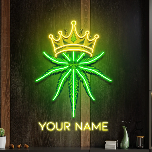 Custom King Marijuana or Weed Logo Artwork Led Neon Sign Light