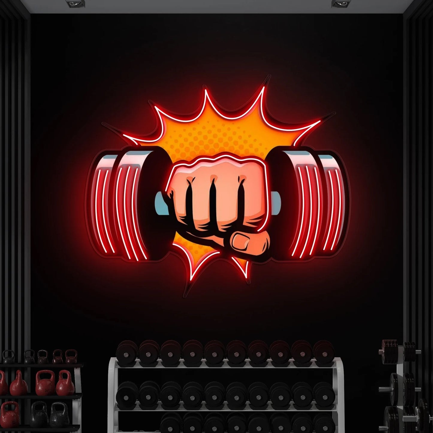 Arm with Dumbbell Neon Pop Art