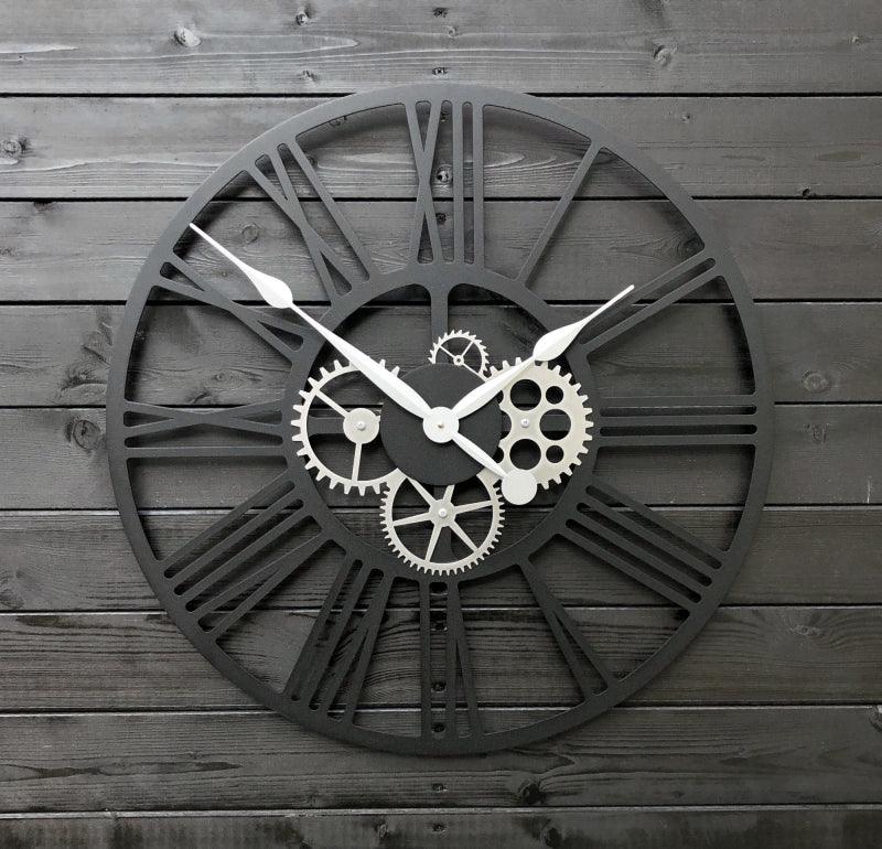 Silver Matte Gear Analog Clock - Makkar & Brothers