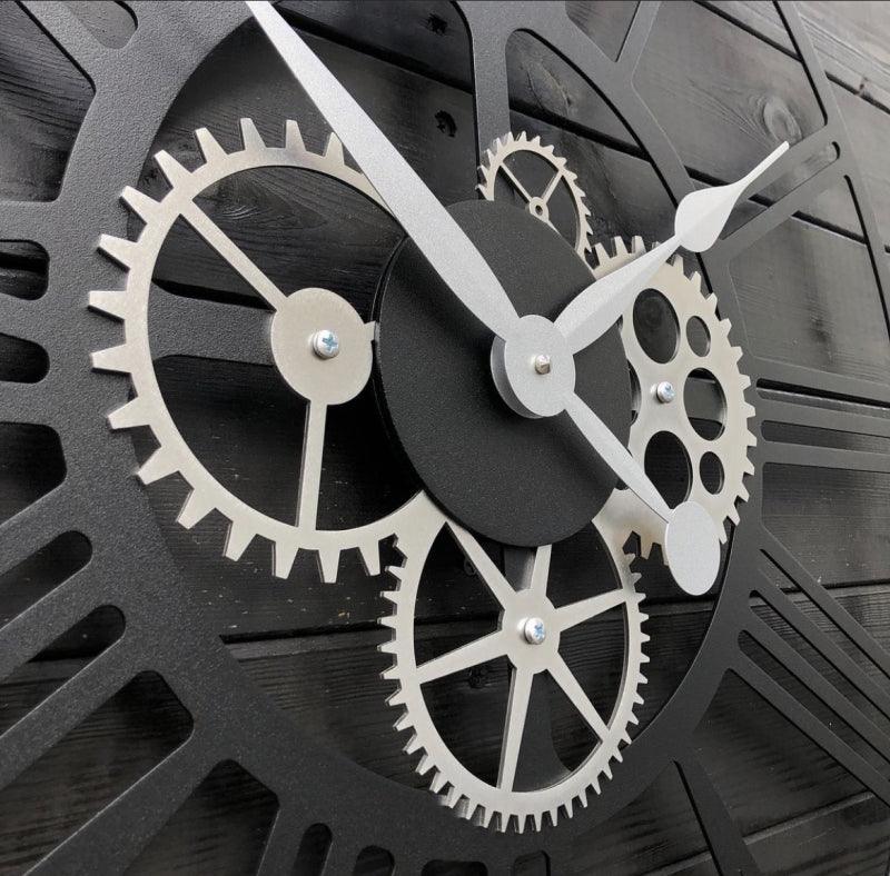 Silver Matte Gear Analog Clock - Makkar & Brothers