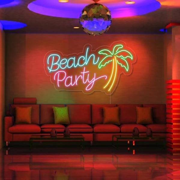 Beach Party Plam Tree Neon Sign