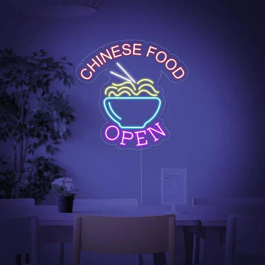 Chinese Food Open Neon Sign - Makkar & Brothers