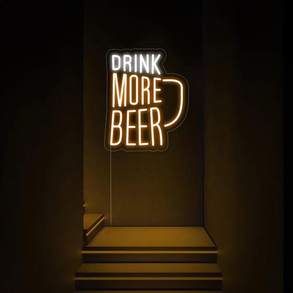 Drink More Beer | Beer Glass Neon Sign | Neon for Bar