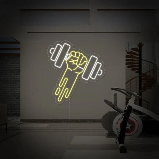 Dumbbell hand Neon Sign Board - Makkar & Brothers