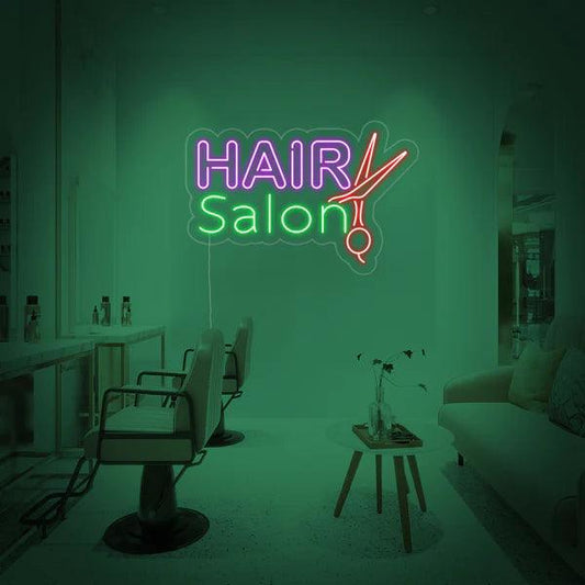 Hair Saloon with Seasor logo Neon Sign