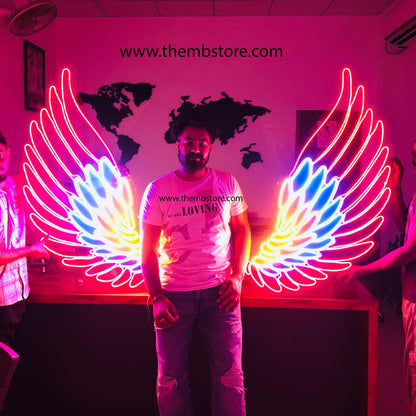 Tricolor Neon Wings / Multicolor Neon Wings 48 x 48 inches