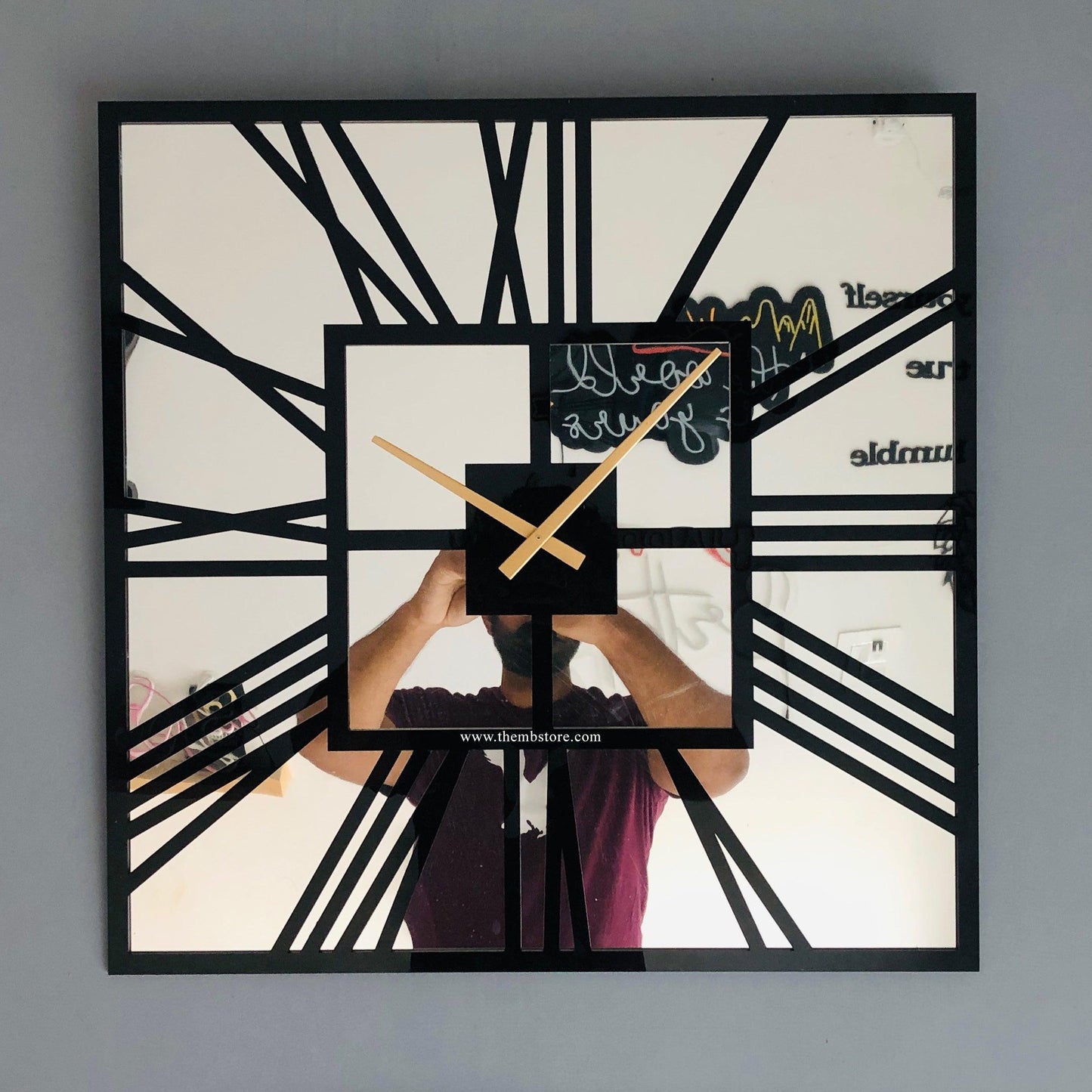 Silver Square Clock