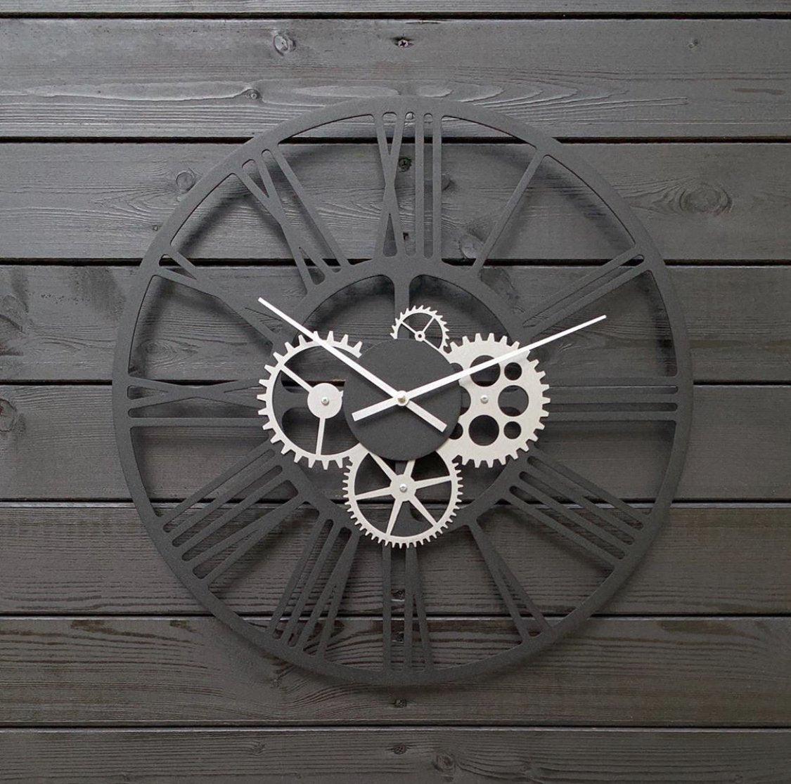 Silver Matte Gear Analog Clock - Makkar & Brothers