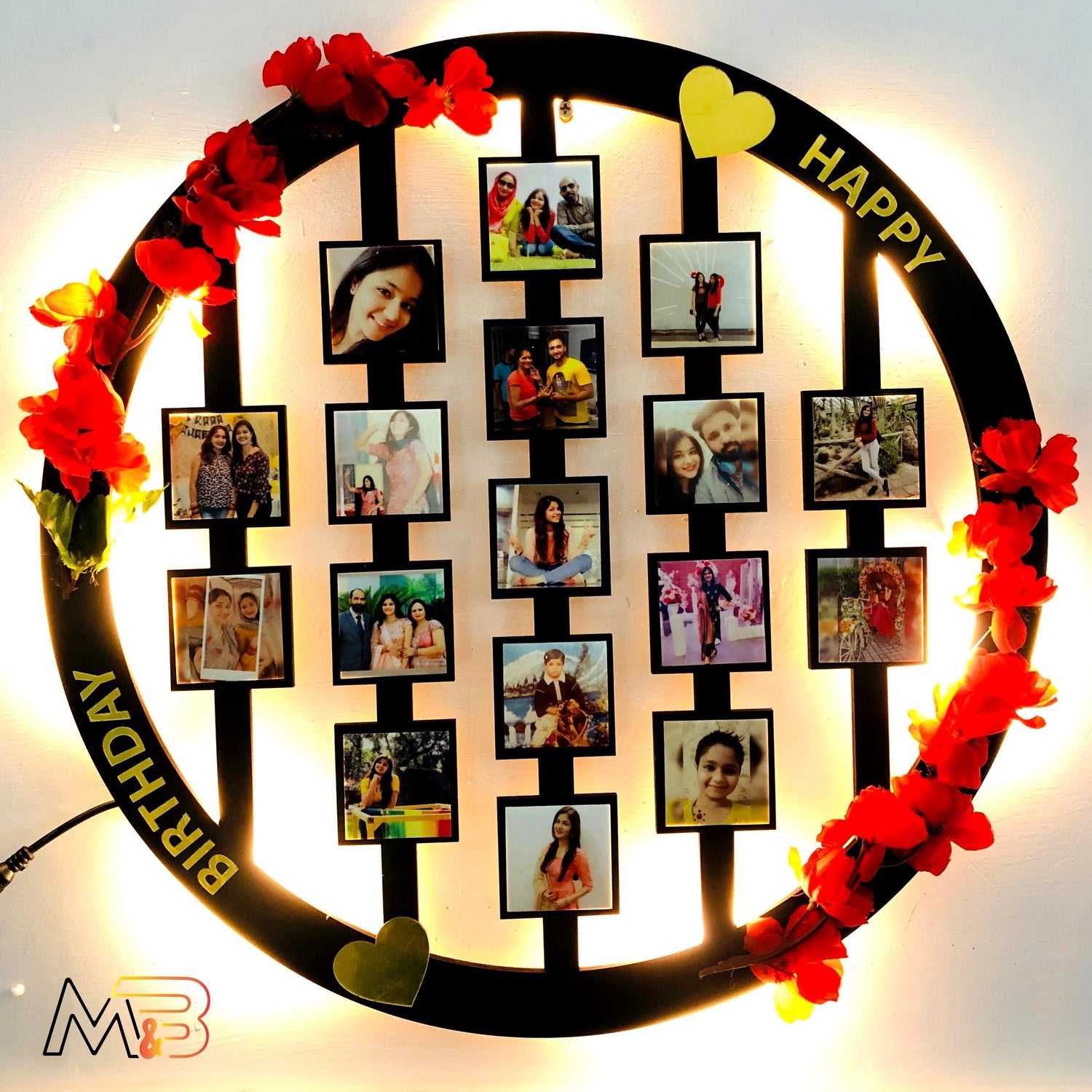 Circle Frame with Flowers and light - Makkar & Brothers