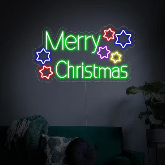 Merry Christmas Stars Neon Sign - Makkar & Brothers