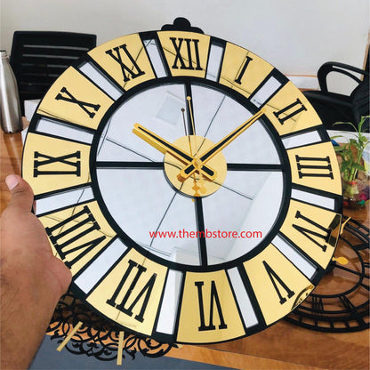 Silver golden rail clock