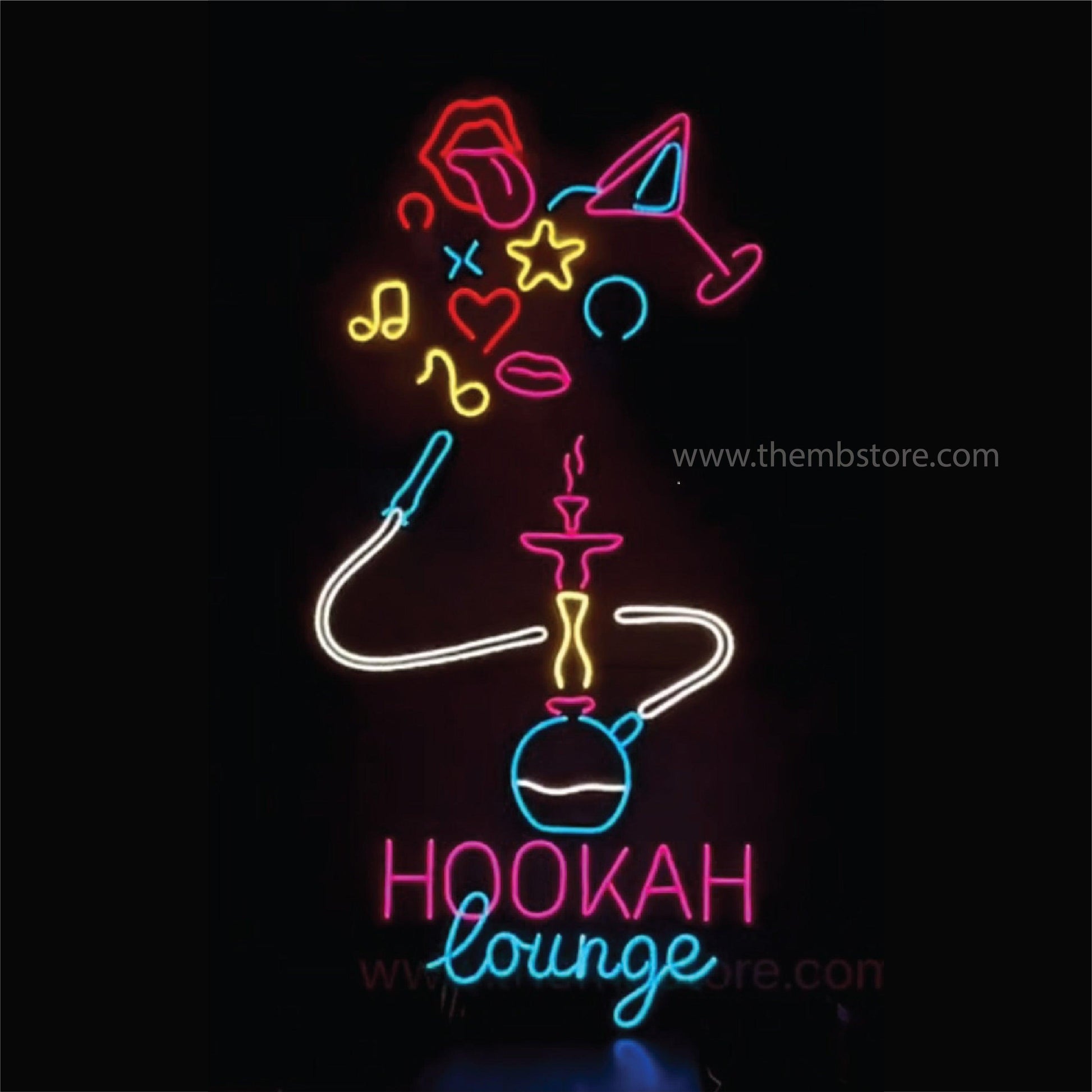 Hookah Lounge Neon Sign | Hookah Neon 24x48 - Makkar & Brothers